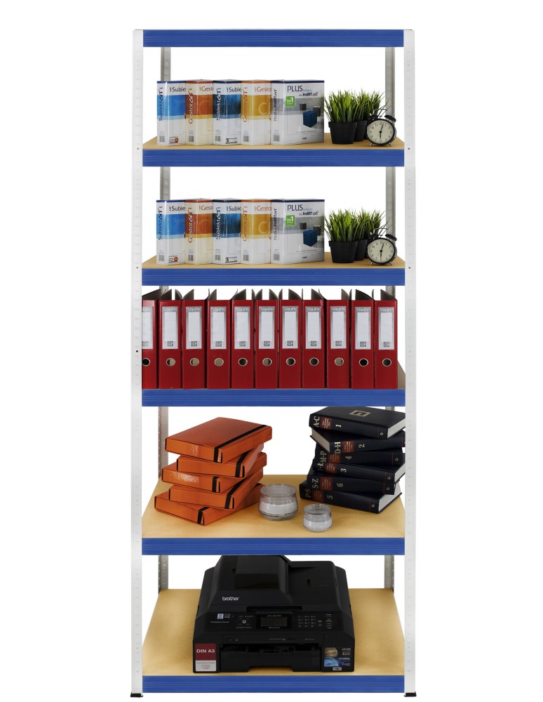 Kellerregale/Garagenregale - Metallregal Werkstatt Schwerlastregal Helios HWN_213x120x45_6 Böden, Traglast: 400 Kg, Farbe: WEIß/BLAU - produkt new.modo24.de 4