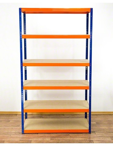 Metallregal Werkstatt Schwerlastregal Helios HNO_213x120x40_6 Böden, Traglast: 275 Kg, Farbe: BLAU/ORANGE - product 2