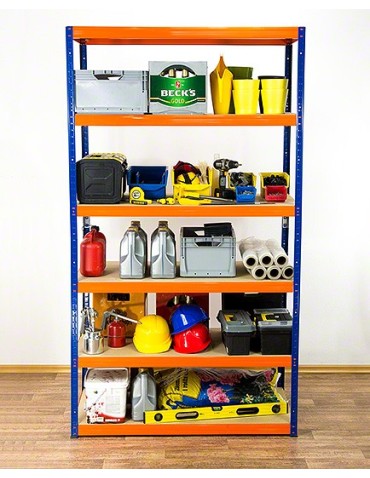 Kellerregale/Garagenregale - Metallregal Werkstatt Schwerlastregal Helios HNO_213x120x35_6 Böden, Traglast: 400 Kg, Farbe: BLAU/ORANGE - produkt 5