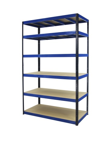 Metallregal Werkstatt Schwerlastregal Helios HBN_213x120x35_6 Böden, Traglast: 350 Kg, Farbe: SCHWARZ/BLAU