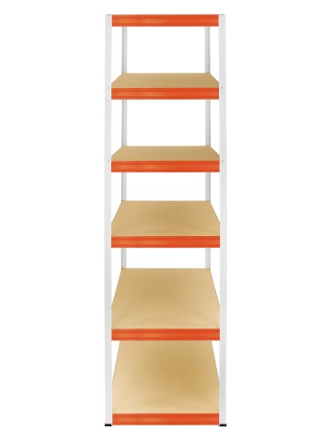 Kellerregale/Garagenregale - Metallregal Werkstatt Schwerlastregal Helios HWO_213x120x30_6 Böden, Traglast: 175 Kg, Farbe: WEIß/ORANGE - product 3