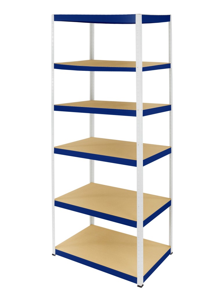 Kellerregale/Garagenregale - Metallregal Werkstatt Schwerlastregal Helios HWN_213x110x60_6 Böden, Traglast: 400 Kg, Farbe: WEIß/BLAU - product new.modo24.de 1