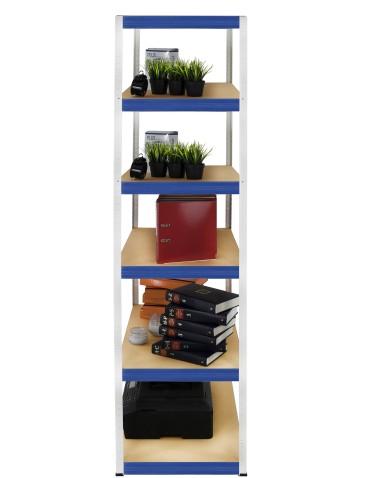 Kellerregale/Garagenregale - Metallregal Werkstatt Schwerlastregal Helios HWN_213x110x40_6 Böden, Traglast: 275 Kg, Farbe: WEIß/BLAU - produkt 6