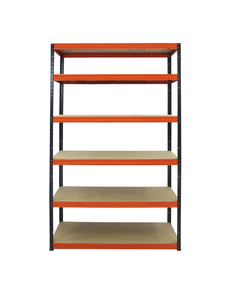 Kellerregale/Garagenregale - Metallregal Werkstatt Schwerlastregal Helios HBO_213x090x45_6 Böden, Traglast: 275 Kg, Farbe: SCHWARZ/ORANGE - produkt new.modo24.de 2