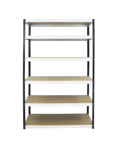 Metallregal Werkstatt Schwerlastregal Helios HBW_213x075x50_6 Böden, Traglast: 350 Kg, Farbe: SCHWARZ/WEIß - product 2