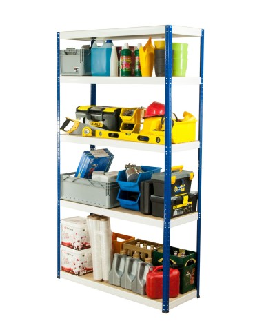 Metallregal Werkstatt Schwerlastregal Helios HNW_213x075x45_6 Böden, Traglast: 400 Kg, Farbe: BLAU/WEIß