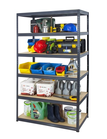 Kellerregale/Garagenregale - Metallregal Werkstatt Schwerlastregal Helios HGG_213x075x35_6 Böden, Traglast: 175 Kg, Farbe: GRAU - product 11
