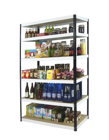 Kellerregale/Garagenregale - Metallregal Werkstatt Schwerlastregal Helios HBW_196x120x60_6 Böden, Traglast: 400 Kg, Farbe: SCHWARZ/WEIß - produkt 4