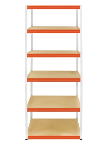 Kellerregale/Garagenregale - Metallregal Werkstatt Schwerlastregal Helios HWO_196x120x50_6 Böden, Traglast: 175 Kg, Farbe: WEIß/ORANGE - produkt 2