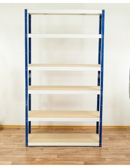 Metallregal Werkstatt Schwerlastregal Helios HNW_196x120x45_6 Böden, Traglast: 275 Kg, Farbe: BLAU/WEIß - product 2