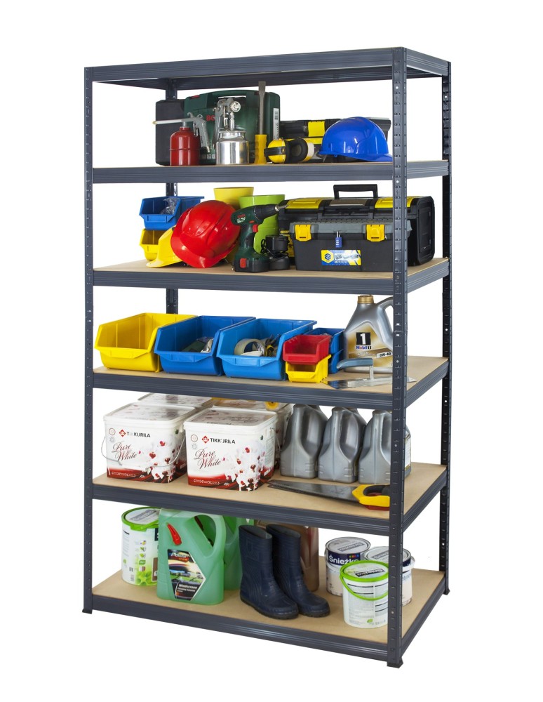 Kellerregale/Garagenregale - Metallregal Werkstatt Schwerlastregal Helios HGG_196x120x40_6 Böden, Traglast: 275 Kg, Farbe: GRAU - product new.modo24.de 11