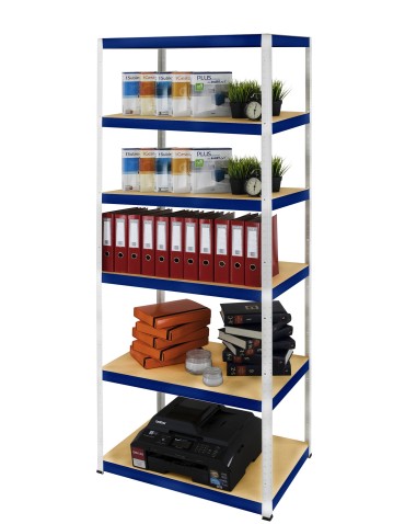 Kellerregale/Garagenregale - Metallregal Werkstatt Schwerlastregal Helios HWN_196x110x35_6 Böden, Traglast: 275 Kg, Farbe: WEIß/BLAU - produkt 5
