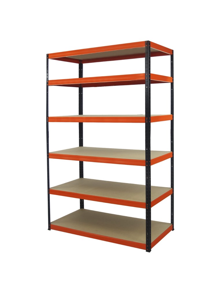 Kellerregale/Garagenregale - Metallregal Werkstatt Schwerlastregal Helios HBO_196x110x30_6 Böden, Traglast: 175 Kg, Farbe: SCHWARZ/ORANGE - product new.modo24.de 1
