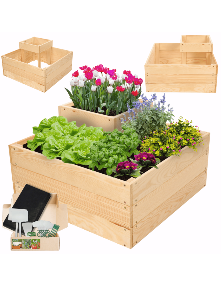 Serie ZP06 - Hochbeet, Kräuterbeet, Gartenbeet, Pflanzbeet, für Garten und Terrasse, Kiefernholz 36x62x62 cm, Farbe: Natur - produkt new.modo24.de 1