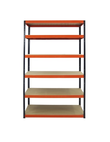 Metallregal Werkstatt Schwerlastregal Helios HBO_196x090x60_6 Böden, Traglast: 275 Kg, Farbe: SCHWARZ/ORANGE - produkt 2