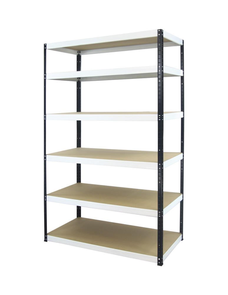 Kellerregale/Garagenregale - Metallregal Werkstatt Schwerlastregal Helios HBW_196x090x50_6 Böden, Traglast: 400 Kg, Farbe: SCHWARZ/WEIß - product new.modo24.de 1