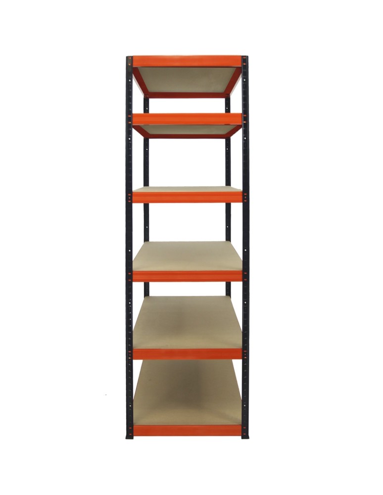 Kellerregale/Garagenregale - Metallregal Werkstatt Schwerlastregal Helios HBO_196x090x45_6 Böden, Traglast: 350 Kg, Farbe: SCHWARZ/ORANGE - product new.modo24.de 3