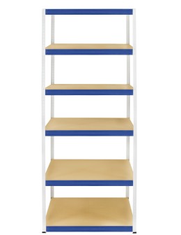 Metallregal Werkstatt Schwerlastregal Helios HWN_196x090x45_6 Böden, Traglast: 275 Kg, Farbe: WEIß/BLAU - product 2