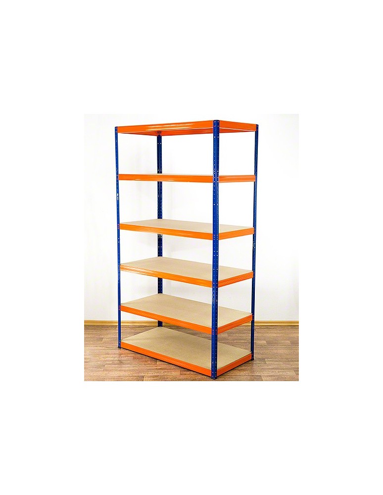 Kellerregale/Garagenregale - Metallregal Werkstatt Schwerlastregal Helios HNO_196x090x35_6 Böden, Traglast: 400 Kg, Farbe: BLAU/ORANGE - product new.modo24.de 3