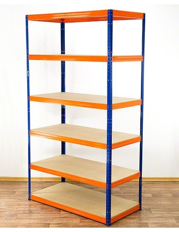 Kellerregale/Garagenregale - Metallregal Werkstatt Schwerlastregal Helios HNO_196x075x40_6 Böden, Traglast: 350 Kg, Farbe: BLAU/ORANGE - product 3