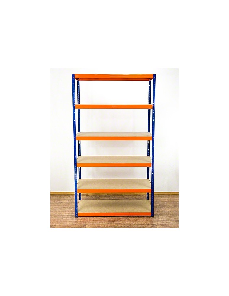 Kellerregale/Garagenregale - Metallregal Werkstatt Schwerlastregal Helios HNO_196x075x45_6 Böden, Traglast: 350 Kg, Farbe: BLAU/ORANGE - product new.modo24.de 2