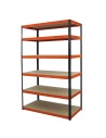 Metallregal Werkstatt Schwerlastregal Helios HBO_196x075x60_6 Böden, Traglast: 275 Kg, Farbe: SCHWARZ/ORANGE