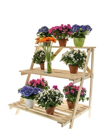 Blumentreppe Pflanzentreppe Etagenregal Blumenregal Gartenregal aus Holz, RP2_90X85X67_N0K1/  unbehandelt