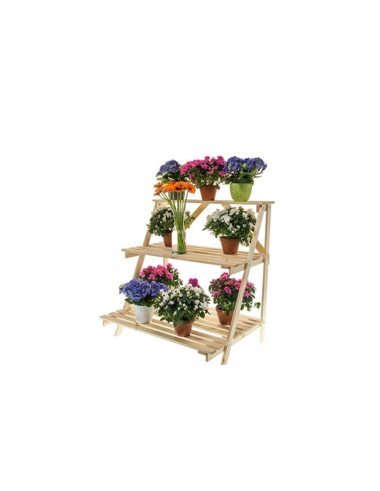 Blumenkasten und Hochbeete - Blumentreppe Pflanzentreppe Etagenregal Blumenregal Gartenregal aus Holz, RP2_90X85X67_N0K1/  unbehandelt - product new.modo24.de 1