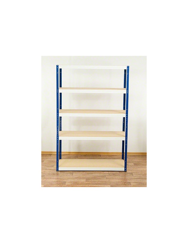 Kellerregale/Garagenregale - Metallregal Werkstatt Schwerlastregal Helios HNW_180x120x50_5 Böden, Traglast: 275 Kg, Farbe: BLAU/WEIß - produkt new.modo24.de 2
