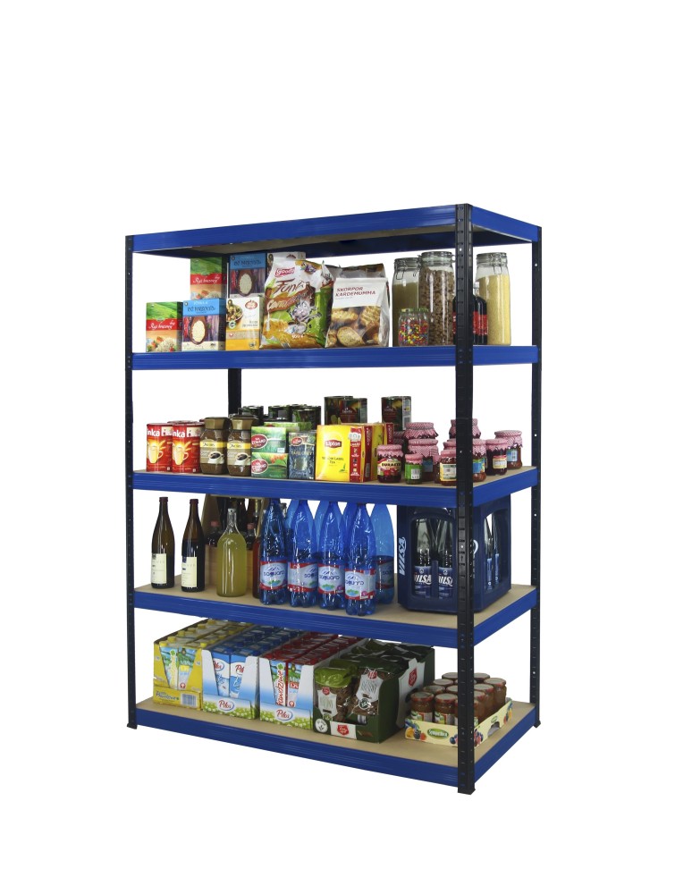 Kellerregale/Garagenregale - Metallregal Werkstatt Schwerlastregal Helios HBN_180x120x45_5 Böden, Traglast: 175 Kg, Farbe: SCHWARZ/BLAU - product new.modo24.de 4