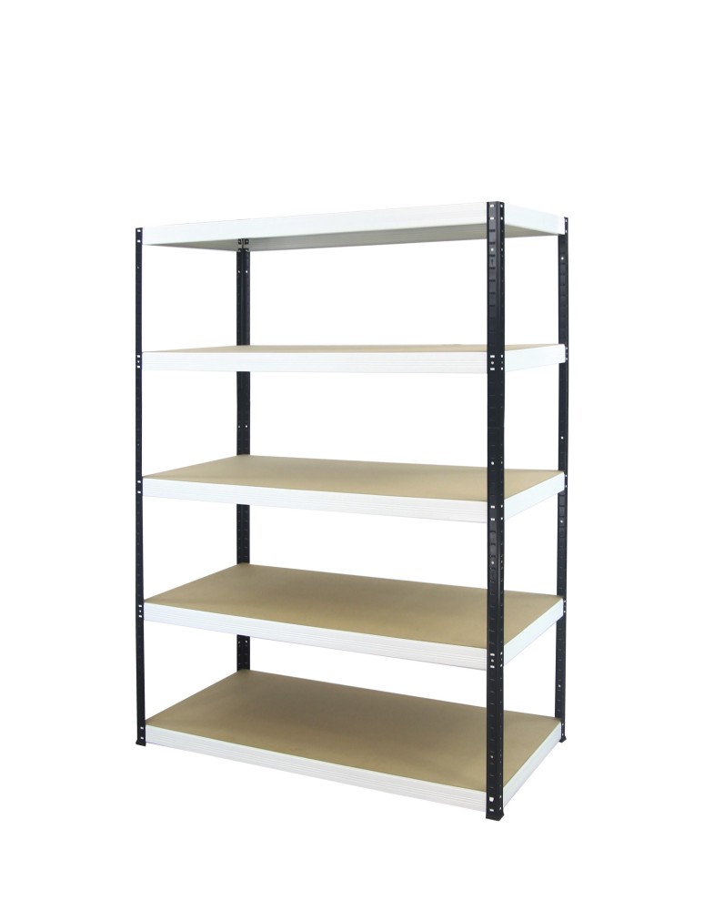 Kellerregale/Garagenregale - Metallregal Werkstatt Schwerlastregal Helios HBW_180x120x30_5 Böden, Traglast: 350 Kg, Farbe: SCHWARZ/WEIß - product new.modo24.de 1
