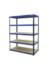 Metallregal Werkstatt Schwerlastregal Helios HBN_180x110x30_5 Böden, Traglast: 350 Kg, Farbe: SCHWARZ/BLAU