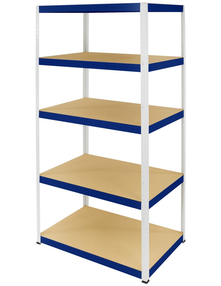 Kellerregale/Garagenregale - Metallregal Werkstatt Schwerlastregal Helios HWN_180x110x40_5 Böden, Traglast: 175 Kg, Farbe: WEIß/BLAU - product new.modo24.de 1