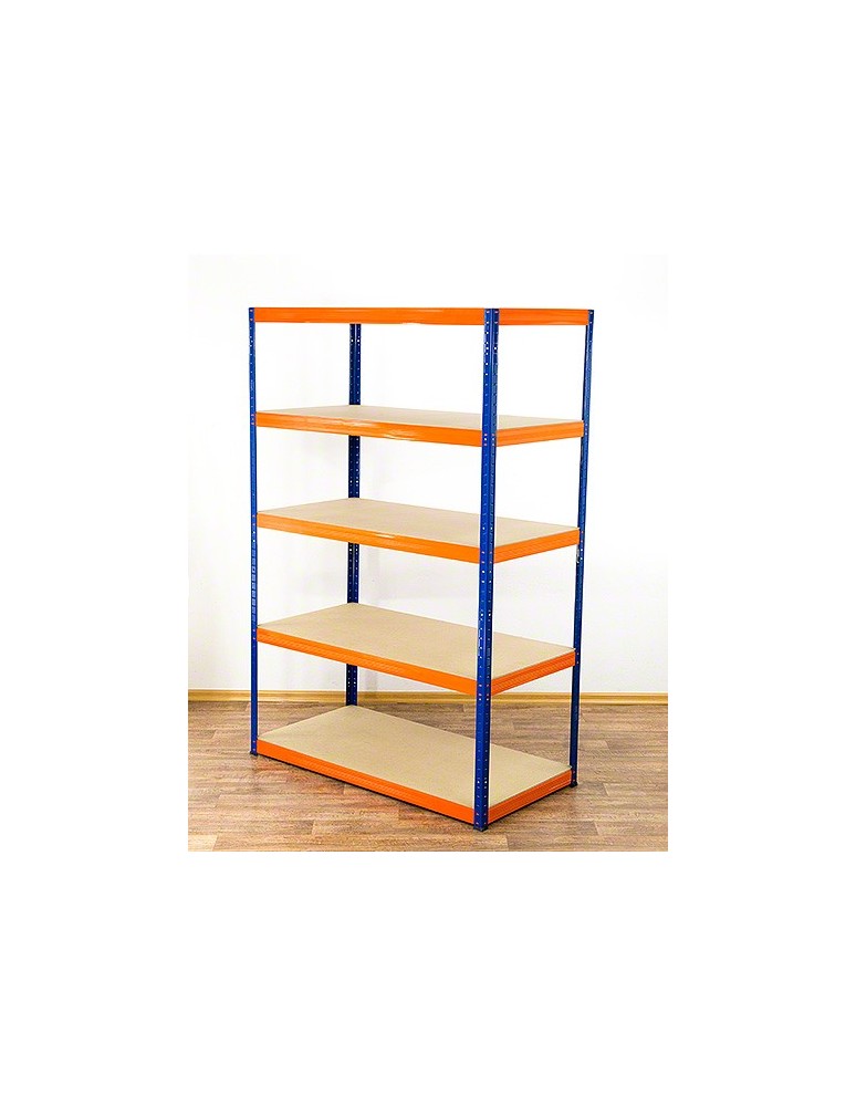 Kellerregale/Garagenregale - Metallregal Werkstatt Schwerlastregal Helios HNO_180x110x45_5 Böden, Traglast: 400 Kg, Farbe: BLAU/ORANGE - product new.modo24.de 1