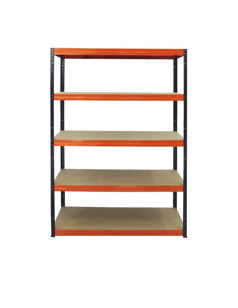 Kellerregale/Garagenregale - Metallregal Werkstatt Schwerlastregal Helios HBO_180x090x40_5 Böden, Traglast: 275 Kg, Farbe: SCHWARZ/ORANGE - product new.modo24.de 2