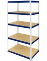 Metallregal Werkstatt Schwerlastregal Helios HWN_180x090x45_5 Böden, Traglast: 350 Kg, Farbe: WEIß/BLAU
