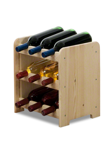Weinregal für 9 Flaschen RW31_09 (34,44x24,7x36),Farbe: Unbehandelt