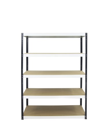 Metallregal Werkstatt Schwerlastregal Helios HBW_180x090x60_5 Böden, Traglast: 400 Kg, Farbe: SCHWARZ/WEIß - product 2
