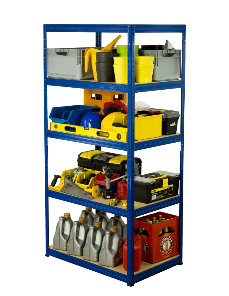 Kellerregale/Garagenregale - Metallregal Werkstatt Schwerlastregal Helios HNN_180x075x45_5 Böden, Traglast: 175 Kg, Farbe: BLAU - product new.modo24.de 5
