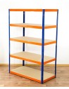 Metallregal Werkstatt Schwerlastregal Helios HNO_180x075x45_5 Böden, Traglast: 275 Kg, Farbe: BLAU/ORANGE