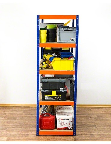 Kellerregale/Garagenregale - Metallregal Werkstatt Schwerlastregal Helios HNO_180x075x45_5 Böden, Traglast: 275 Kg, Farbe: BLAU/ORANGE - produkt 4