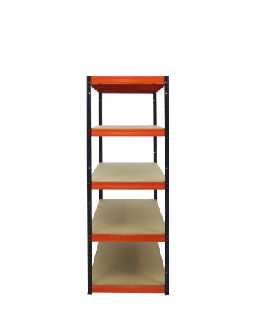 Kellerregale/Garagenregale - Metallregal Werkstatt Schwerlastregal Helios HBO_180x075x40_5 Böden, Traglast: 350 Kg, Farbe: SCHWARZ/ORANGE - product 3