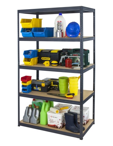 Kellerregale/Garagenregale - Metallregal Werkstatt Schwerlastregal Helios HGG_180x075x40_5 Böden, Traglast: 275 Kg, Farbe: GRAU - produkt 8