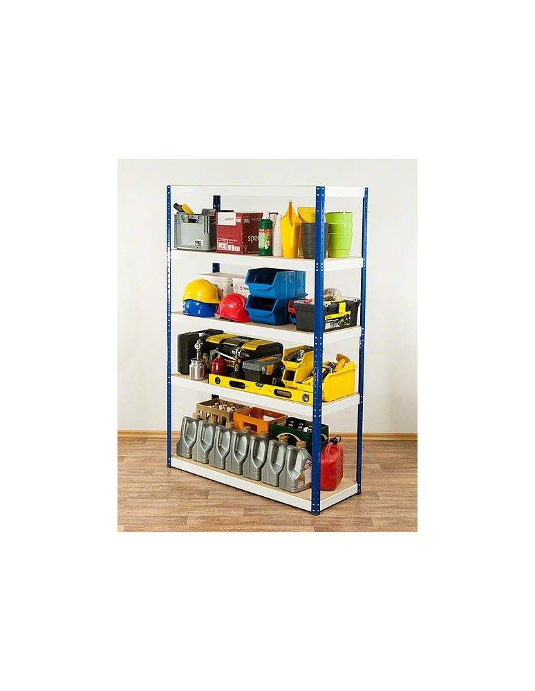 Kellerregale/Garagenregale - Metallregal Werkstatt Schwerlastregal Helios HNW_180x075x40_5 Böden, Traglast: 175 Kg, Farbe: BLAU/WEIß - produkt new.modo24.de 7