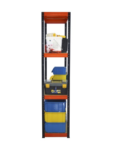 Kellerregale/Garagenregale - Metallregal Werkstatt Schwerlastregal Helios HBO_180x120x60_4 Böden, Traglast: 350 Kg, Farbe: SCHWARZ/ORANGE - product 12