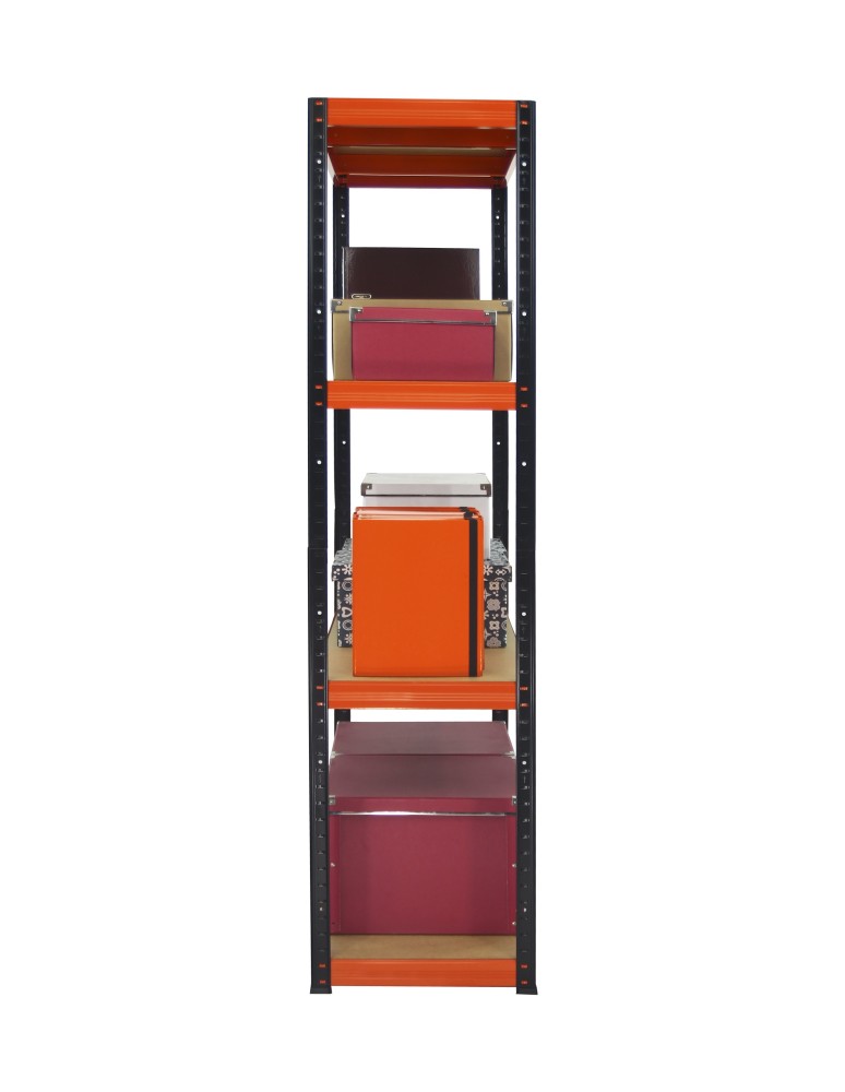 Kellerregale/Garagenregale - Metallregal Werkstatt Schwerlastregal Helios HBO_180x120x45_4 Böden, Traglast: 350 Kg, Farbe: SCHWARZ/ORANGE - product new.modo24.de 8