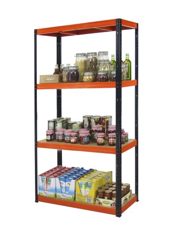 Kellerregale/Garagenregale - Metallregal Werkstatt Schwerlastregal Helios HBO_180x120x45_4 Böden, Traglast: 350 Kg, Farbe: SCHWARZ/ORANGE - product 11