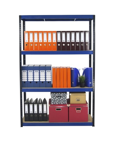Kellerregale/Garagenregale - Metallregal Werkstatt Schwerlastregal Helios HBN_180x120x35_4 Böden, Traglast: 275 Kg, Farbe: SCHWARZ/BLAU - product 3