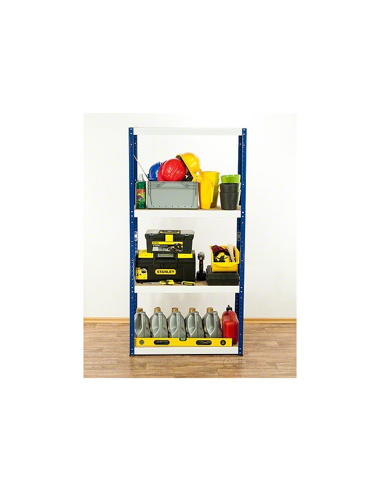 Kellerregale/Garagenregale - Metallregal Werkstatt Schwerlastregal Helios HNW_180x110x35_4 Böden, Traglast: 175 Kg, Farbe: BLAU/WEIß - product new.modo24.de 5