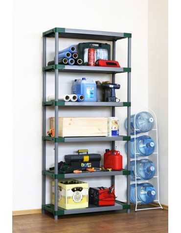 Kellerregale/Garagenregale - Plastikregal Kunststoffregal Steckregal  Jupiter-6-120 (222x120x46), 6 Böden, ROT - product 6